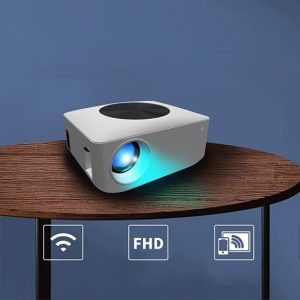 LED Проектор с дистанционно управление и захранващ кабел, прожектиращ изображение на голям екран