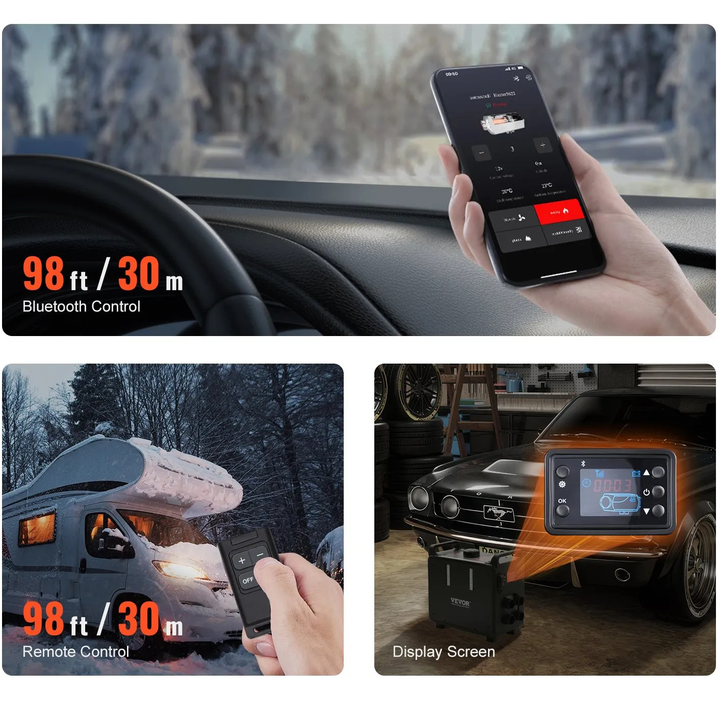Автономна дизелова печка 8 kW, 4 изхода, Bluetooth APP и CO аларма Отоплителни тела Автономна дизелова печка 8 kW, 4 изхода, Bluetooth APP и CO аларма – изглед 7