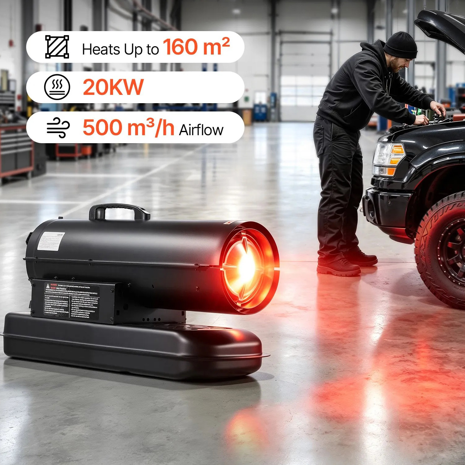 Дизелов калорифер 20 kW, до 160 м² Газова печка с термостат Отоплителни тела Дизелов калорифер 20 kW, до 160 м² Газова печка с термостат – изглед 2