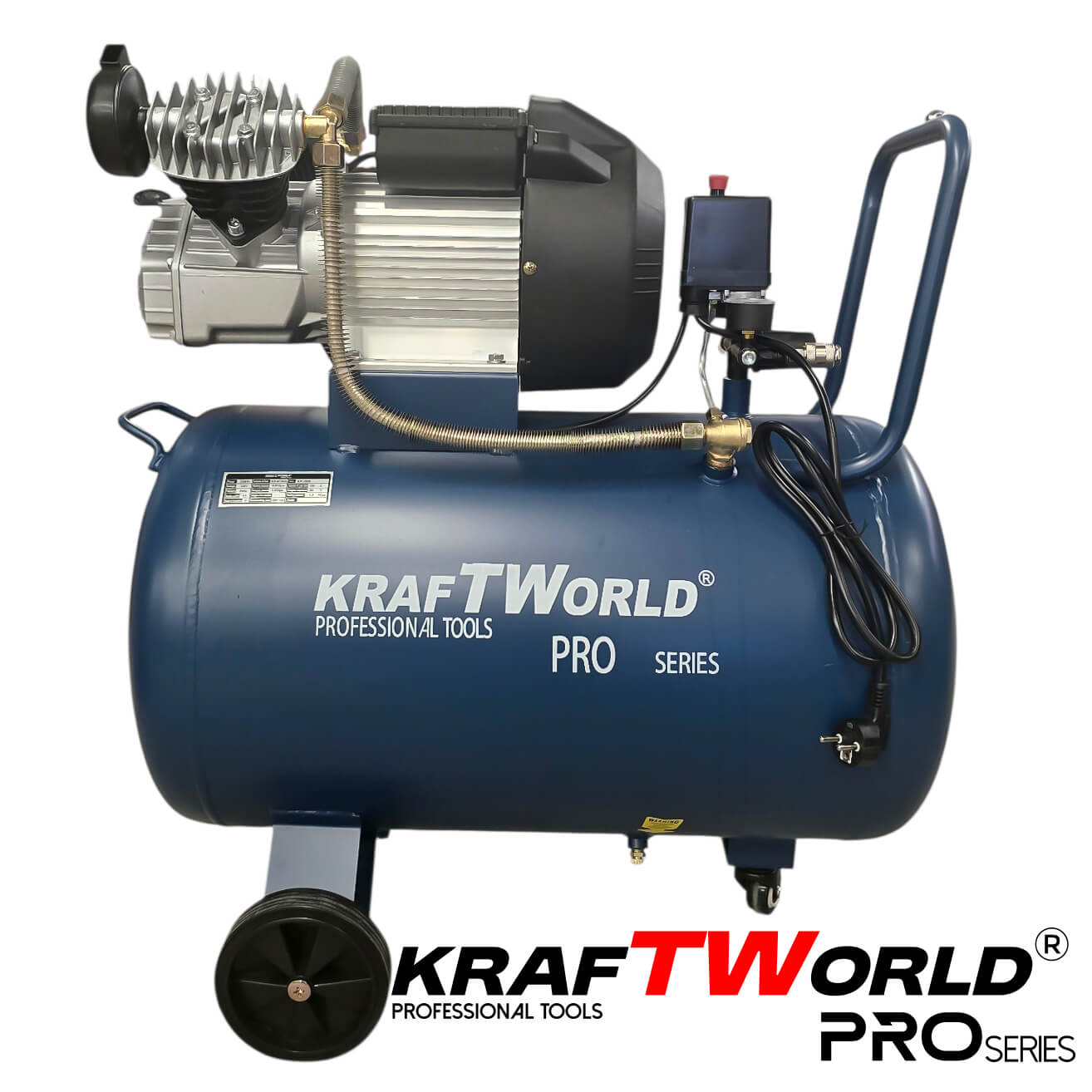 Компресор за въздух 100L KraftWorld с мощен 2200W мотор – 356 л/мин, 8 bar Компресори Компресор за въздух 100L KraftWorld с мощен 2200W мотор – 356 л/мин, 8 bar – изглед 2