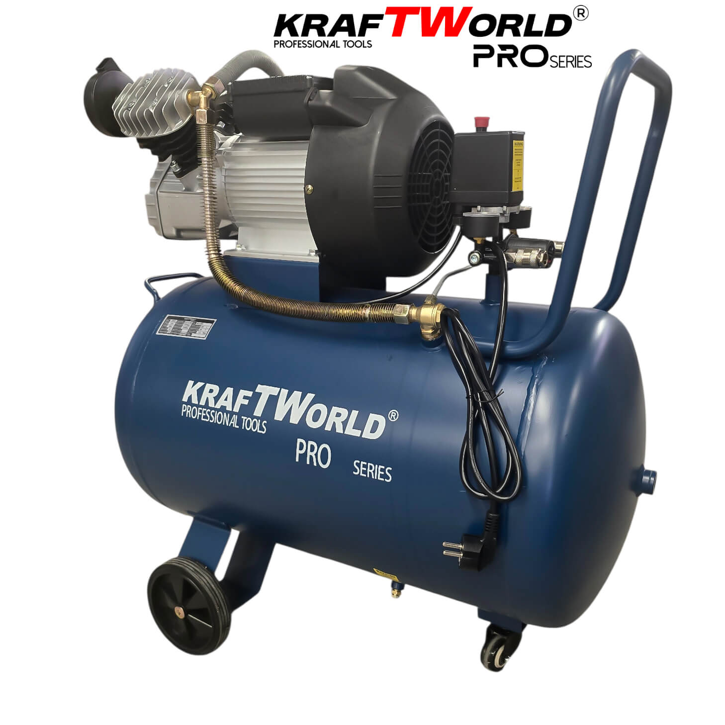 Компресор за въздух 100L KraftWorld с мощен 2200W мотор – 356 л/мин, 8 bar Компресори Компресор за въздух 100L KraftWorld с мощен 2200W мотор – 356 л/мин, 8 bar – изглед 3